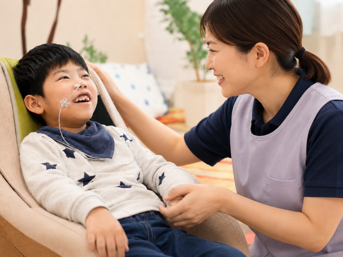日常的に医療的ケアが必要なお子さんが通所先で過ごすイメージ